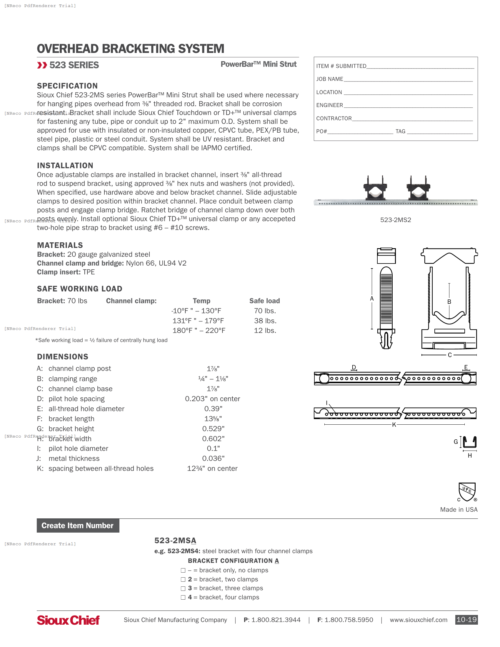 523-2MS SERIES - POWERBAR MINI STRUT (LIGHT DUTY) - SPEC SHEET.PDF Specification Document